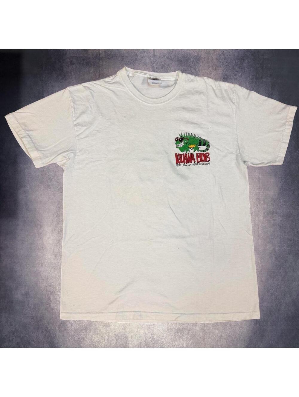 Vintage 90s Hanes Iguana Bob white cotton t-shirt